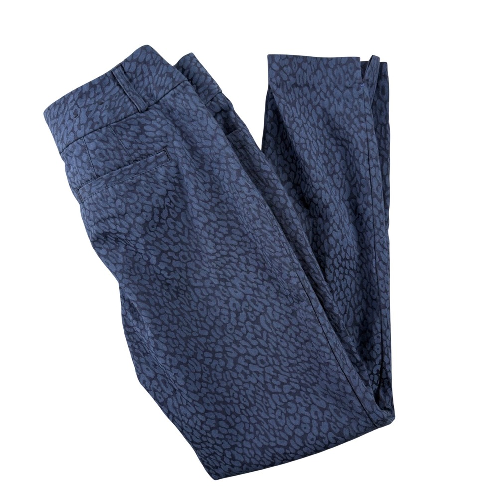 Banana Republic Jackson Fit Navy Blue Leopard Print Ankle Dress Pants Petite 0